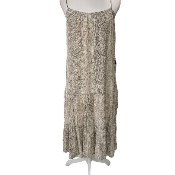 Rails Adora Snake Print Cream Tiered Midi Dress Size Small - Picture 4 of 10